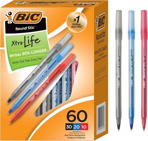 BIC Round Stic Xtra Life Ballpoint Pen - Office Products Price Comparison